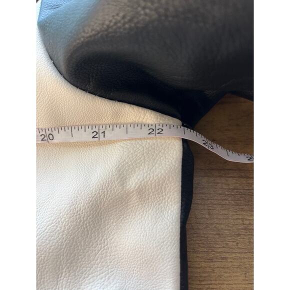 American Breed Mens XL Black/White 100% P Leather Racer/BikerFleece Jacket FLAWS - Picture 7 of 16